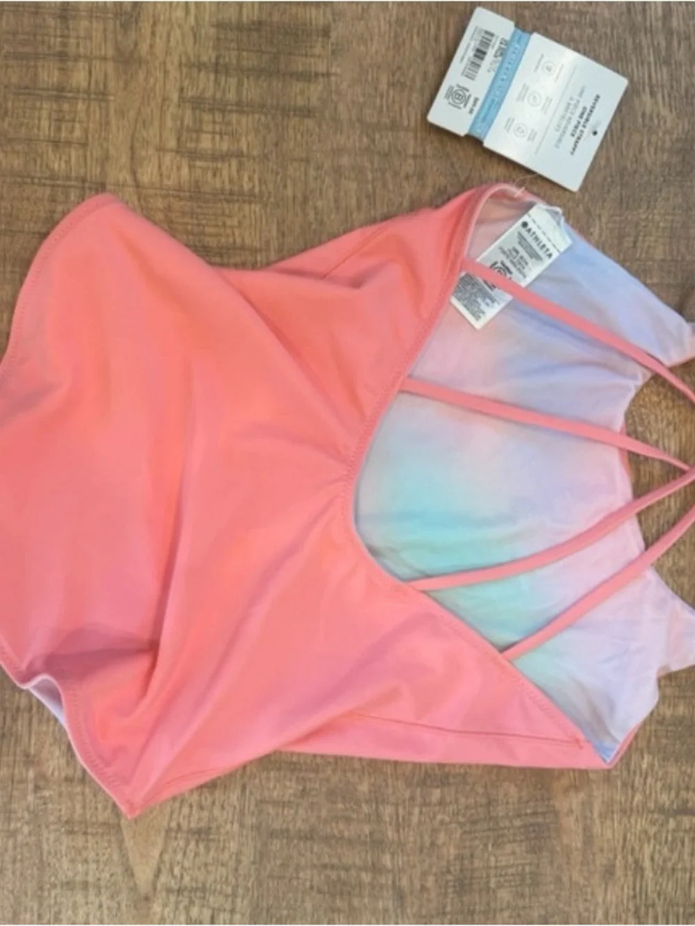 Athleta Girls' Pink Pastel Ombre One-Piece Swimsuit